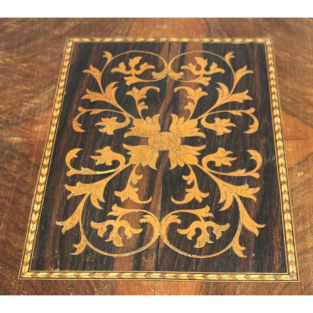 Black Spanish Baroque Side Table with Lyre Legs and Marquetry Top, 1850 For Sale - Image 8 of 15
