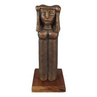 Xante Battaglia, Archaic Figure, 1960s, Bronze on Wood Base For Sale