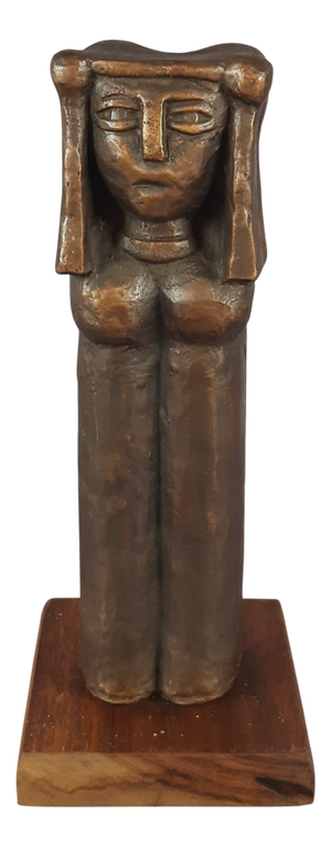 Xante Battaglia, Archaic Figure, 1960s, Bronze on Wood Base