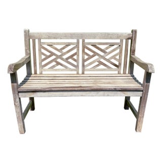 Chippendale Style Teak Bench For Sale