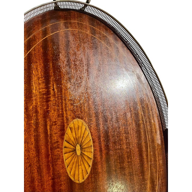 Antique Whiting Company Sterling Silver and Mahogany Gallery Cocktail Tray With Beveled Glass Insert For Sale - Image 6 of 18