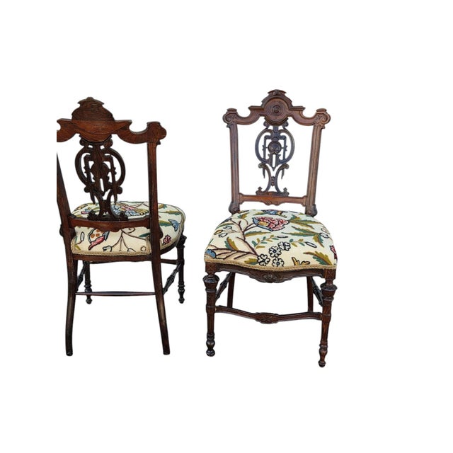 19th Century Pair of 19th Century Rosewood Princess Chairs Heavily Carved Detail Rosewood. For Sale - Image 5 of 8