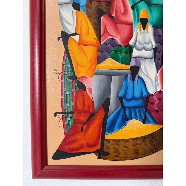 Wood Vintage Haitian Still Life Market Scene Oil on Canvas Painting – Framed For Sale - Image 7 of 11