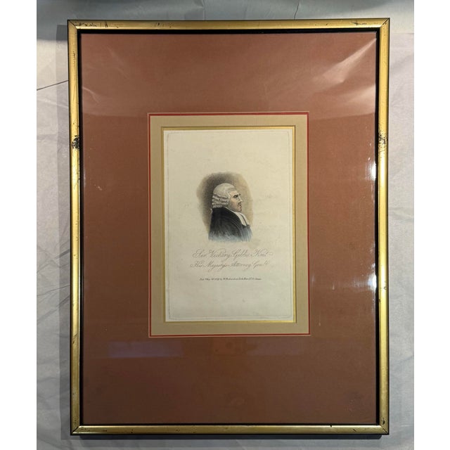 Pair of Antique English Hand Colored Engraving Portraits For Sale - Image 4 of 11