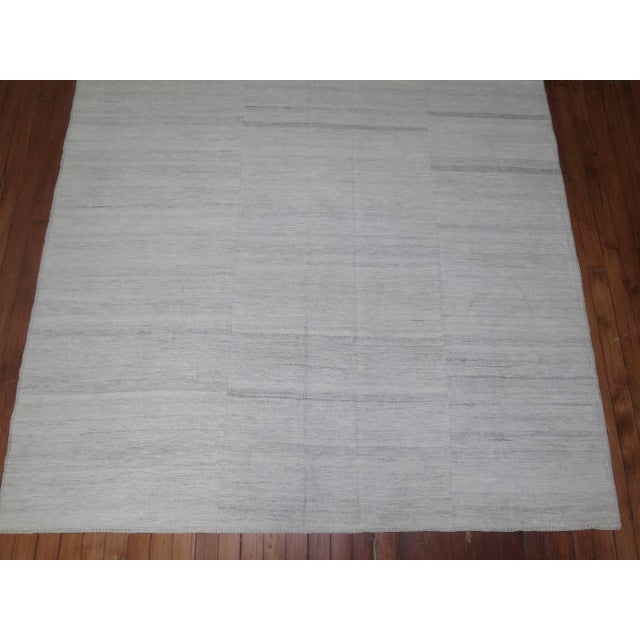 Zabihi Collection White Modern Textured Persian Kilim For Sale - Image 4 of 6