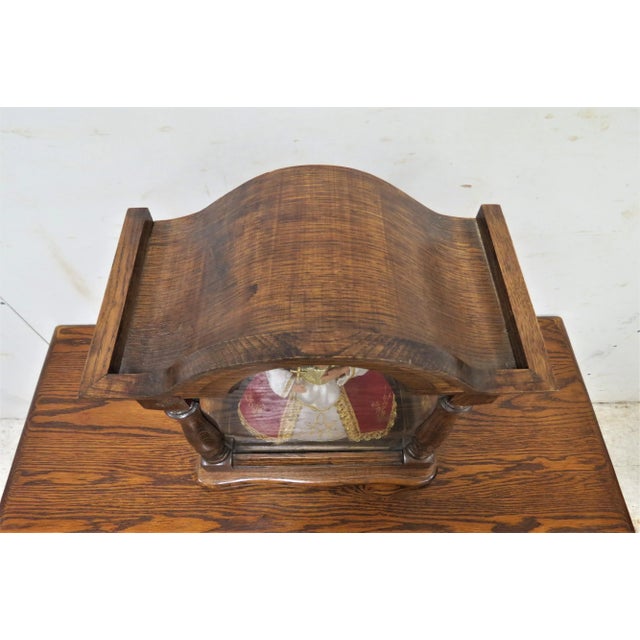 Early 20th Century Turn of the Century French Wax Madonna and Child in Oak and Glass Case For Sale - Image 5 of 9