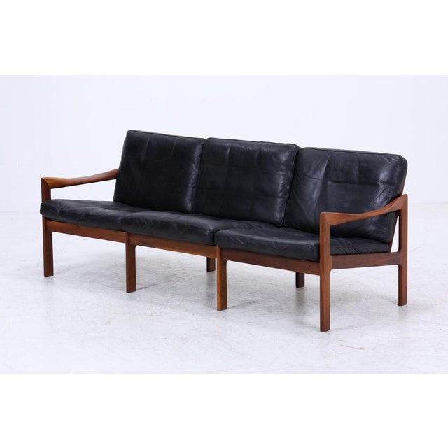Mid-Century Leather and Teak Sofa by Illum Wikkelsø for Niels Eilersen / Musterring, 1960s For Sale - Image 18 of 18