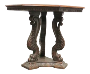 Italian Style Walnut Carved Center Table