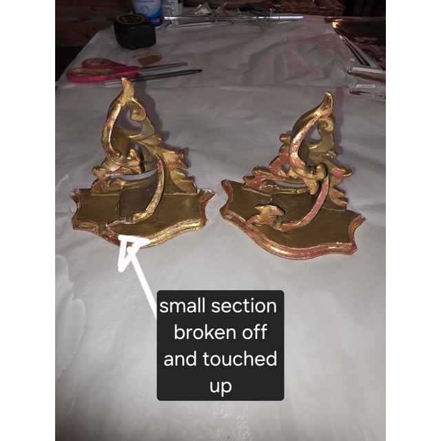 Small Pair of Giltwood Italian Wall Brackets For Sale In San Antonio - Image 6 of 12