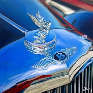 Bentley Flying B by Shan Fannin | Acrylic on cotton canvas Close-up of a Bentley hood ornament