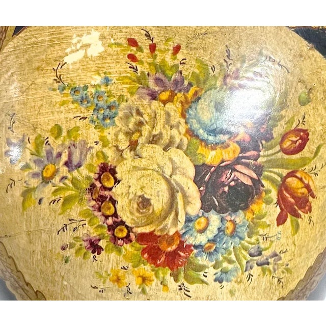 Black Vintage Italian Tole Floral Chestnut Urn For Sale - Image 8 of 11