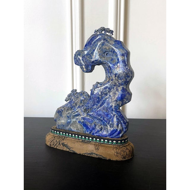 Gemstone Chinese Carved Lapis Lazuli Scholar Stone For Sale - Image 7 of 14