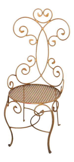 1960s Vintage Italian Gilt Iron Sculptural Chair