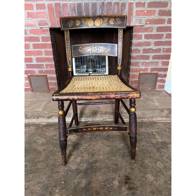 19th Century Antique American Paint-Decorated Cane Seat Side Chair For Sale - Image 4 of 10
