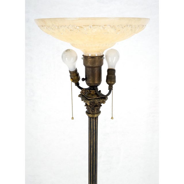 Adjustable Height Heavy Brass Tripod Base Claw Feet Antique Floor Lamp For Sale - Image 16 of 17
