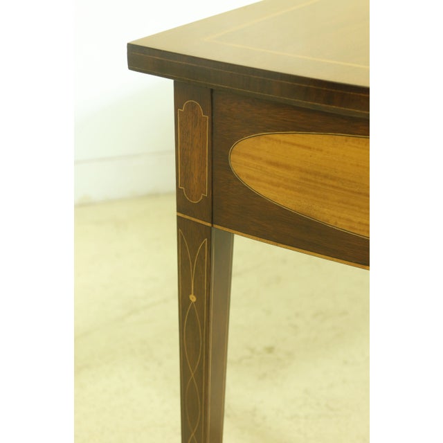 Wood Kindel Winterthur Highly Inlaid Mahogany 1 Drawer Console Table For Sale - Image 7 of 13