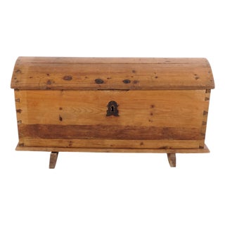 Antique Pine Chest with Domed Lid, 19th Century For Sale