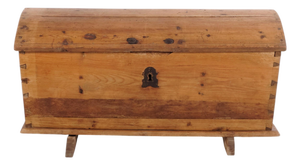 Antique Pine Chest with Domed Lid, 19th Century