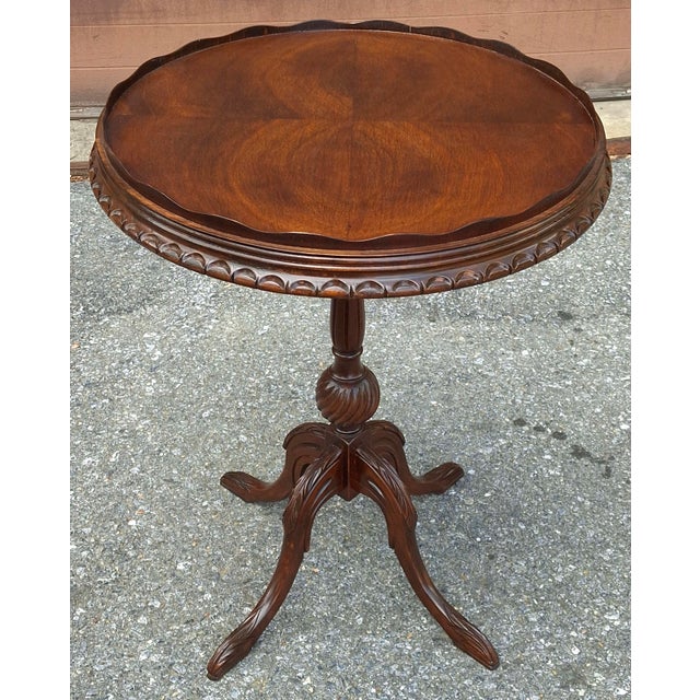 Refinished George II Stye Pie Crust Side Wine Plant Lamp Table, Circa 1890s For Sale - Image 9 of 11