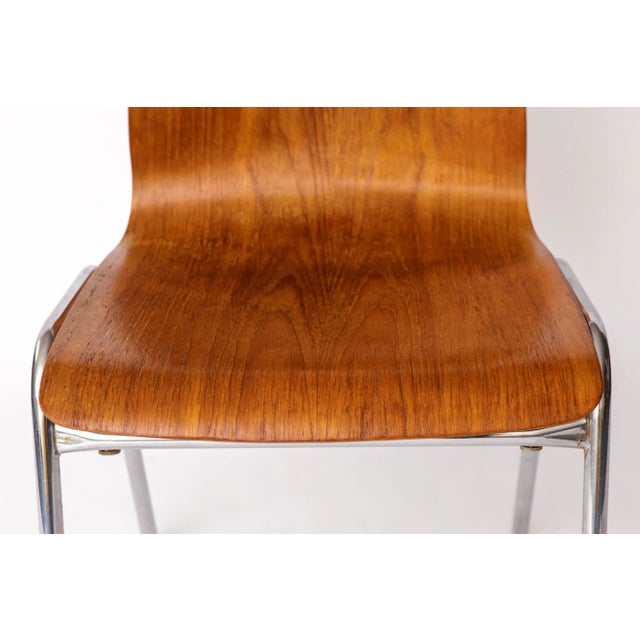 Vintage German Teak and Metal Stacking Chair, 1970s For Sale - Image 6 of 9