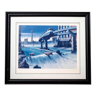 1990s Tim Wistrom “Urban Renewal” Signed & Numbered Seattle Limited Edition Print, Framed For Sale
