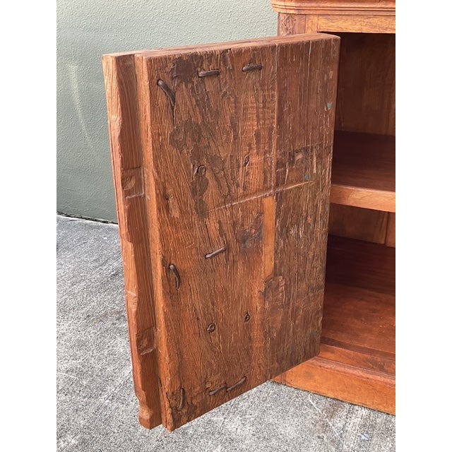 Wood Vintage Hand Carved Teak Cabinet For Sale - Image 7 of 12