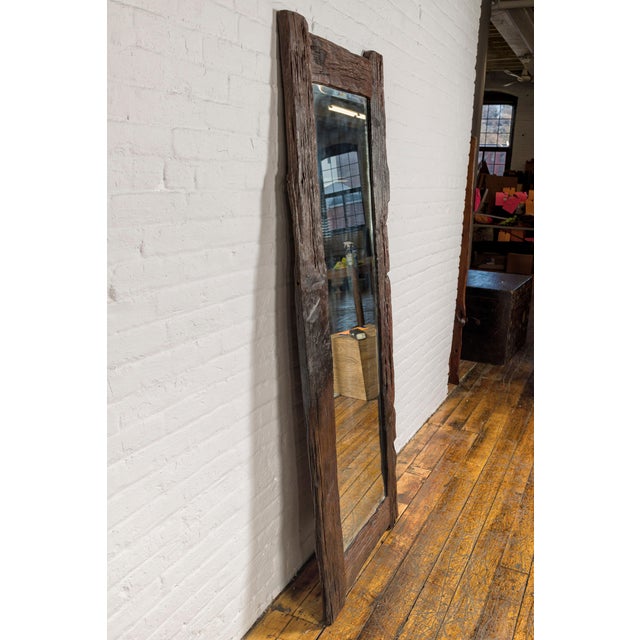 Traditional Country Style Antique Driftwood Made into Full Length Mirror, Rustic Character For Sale - Image 3 of 12