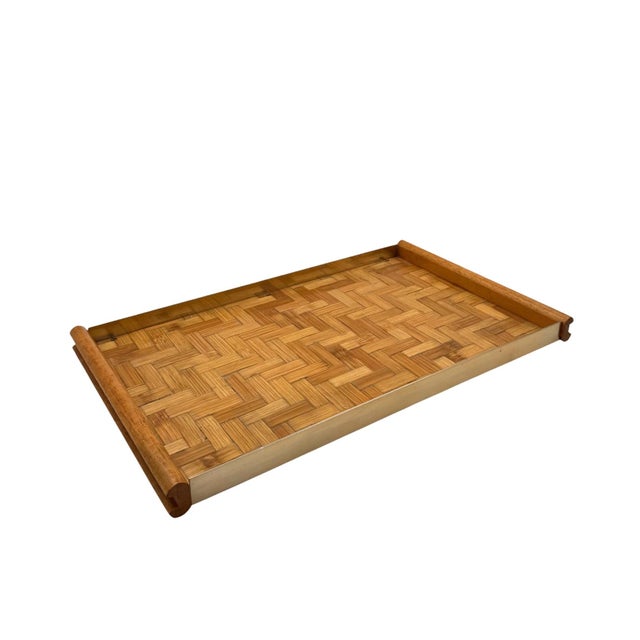 Hollywood Regency Bamboo and Brass Tray, Italy, 1970s For Sale - Image 16 of 16