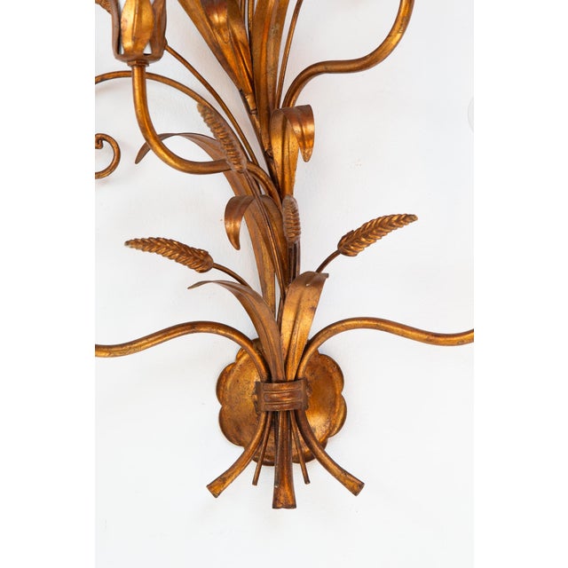 Large Italian Gilt Metal Ear of Wheat Wall Sconce, 1970s For Sale - Image 3 of 6