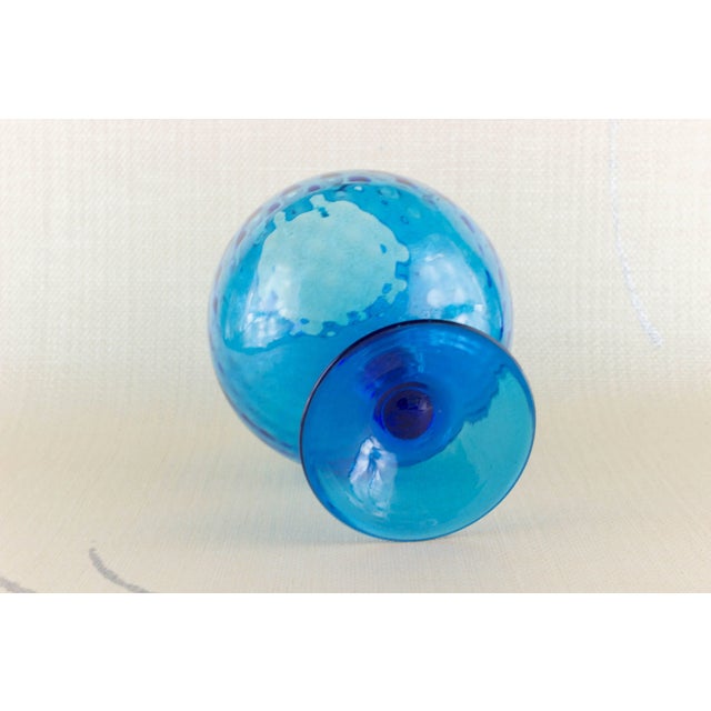1970s Vintage Empoli Style Blue Stemmed Glass For Sale - Image 5 of 7