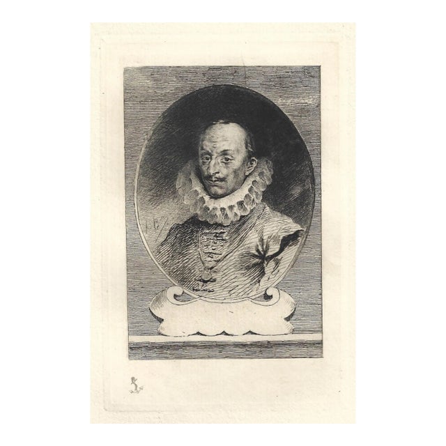 Emile Boilvin - Portrait of Brantôme - Original Etching - 1882 For Sale