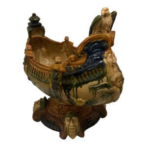Large Majolica Centerpiece Galleon