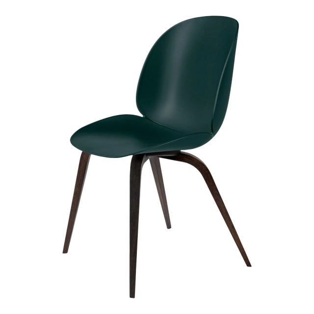 GamFratesi 'Beetle' Dining Chair in Green With Smoked Oak Conic Base For Sale