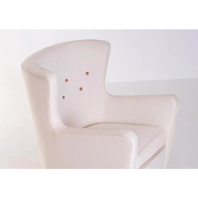 Pair of Scandinavian midcentury armchairs, probably made in Finland, late 1930s. Stained legs. New upholstery. The general...