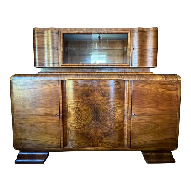 Monumental Early 20th Century German Art Deco Two Piece Buffet For Sale