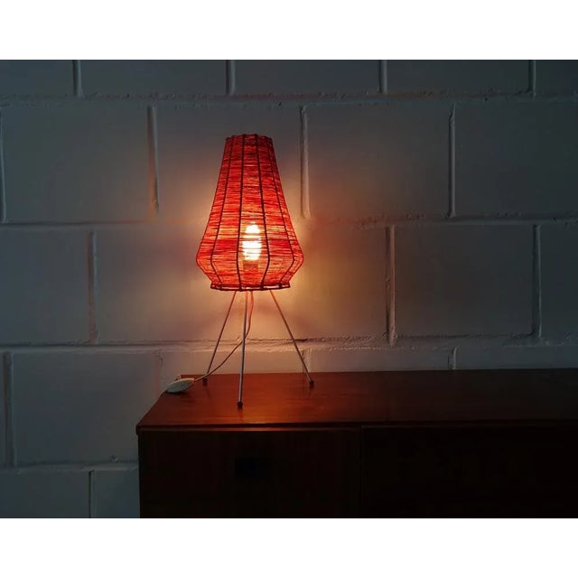Metal Raffia Table Lamp, 1960s For Sale - Image 7 of 11
