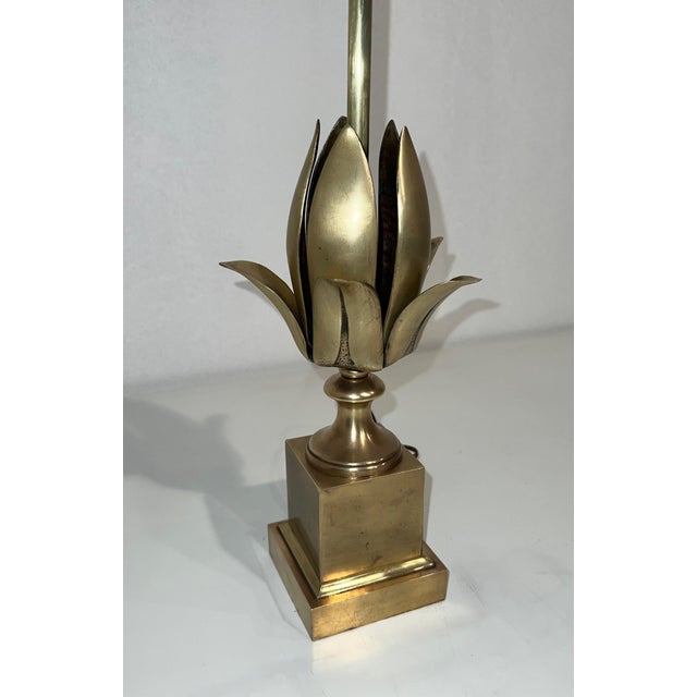 Mid-Century Modern 1970s Flower brass table lamp in the style of Maison Charles For Sale - Image 3 of 8