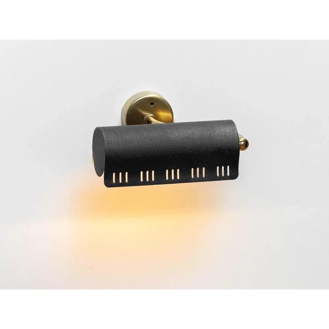 Model 8260 Black Wall Lights from Falkenbergs Belysning, Sweden, 1950s, Set of 2 For Sale - Image 4 of 11