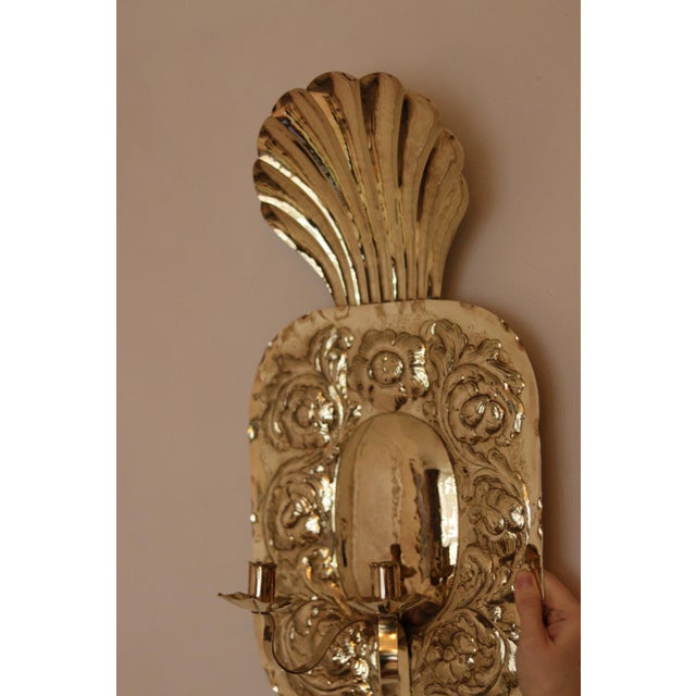 Large Mid-Century Modern Swedish Brass Sconces, Set of 2 For Sale - Image 9 of 18