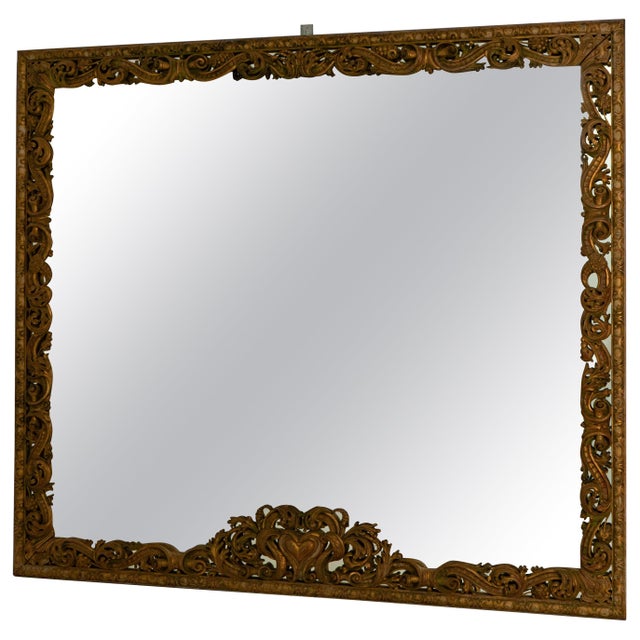 1900s Italian Monumental Carved Giltwood Mirror For Sale - Image 15 of 18