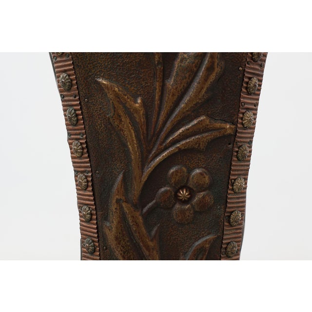 Art Nouveau Floor Lamp in Hammered Copper with Frosted Glass Hood, 1890s For Sale - Image 11 of 15