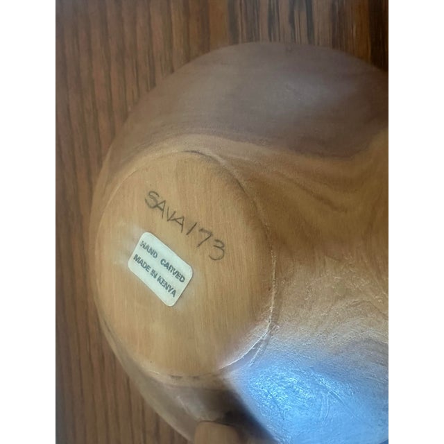 Mid-Century African Hand-Carved Wooden Elephant Catchall Bowl For Sale In South Bend - Image 6 of 6