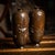 Antique 19th Century Japanese Meiji period pair of inlaid bronze ovoid vases by Miyabe Atsuyoshi, Kyoto. Each vase is...