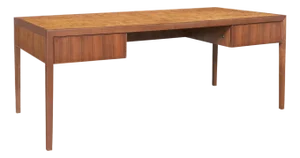 Mid 20th Century Walnut and Burl Wood Executive Desk by Stow Davis