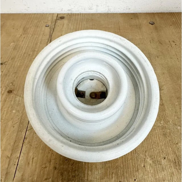 White Vintage White Porcelain Wall Light with Milk Glass, 1960s For Sale - Image 8 of 12