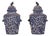 English 19th Century Blue and White Porcelain Lidded Pot Pourri Pots with Dogs For Sale