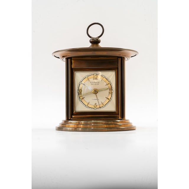 Swiss Watch Table Clock Carmic Geneve 7 Jewels, 1950s For Sale - Image 4 of 16