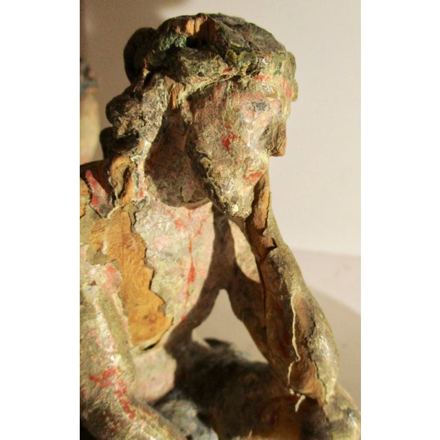 18th Century Antique German Church Wood Carved Figures - Group of 3 For Sale - Image 10 of 11