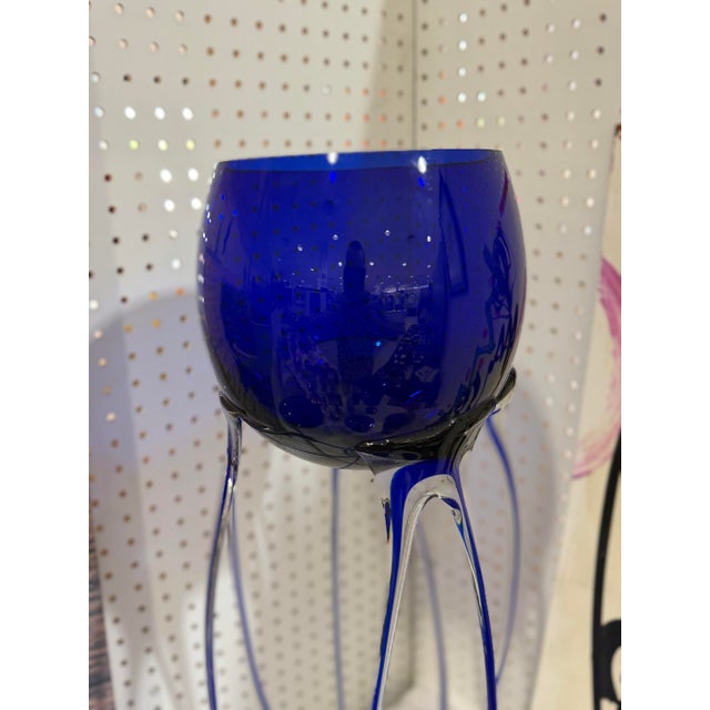Abstract Jellyfish Pedestal Bowl by Jozefina, Krosno Glass, Polish Art Glass 29in Tall For Sale - Image 3 of 6