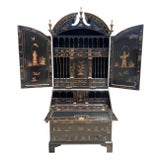 George II Style Burton-Ching Black & Gold Chinoiserie Secretary Desk Bookcase For Sale